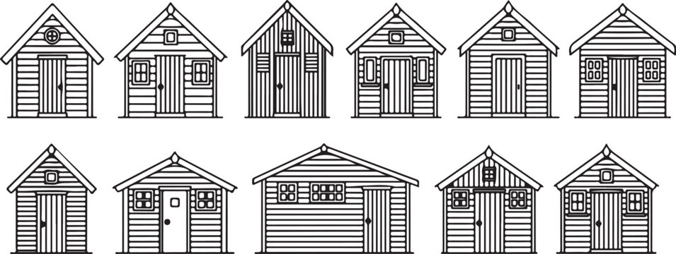 Architectural sketches of historic victorian style houses with detailed facades Vector