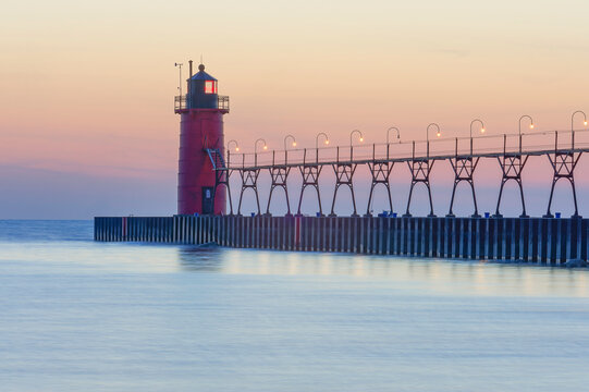 lighthouse at dusk