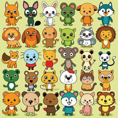 Fototapeta premium Cute cartoon monkey eating banana on sunny day vector illustration