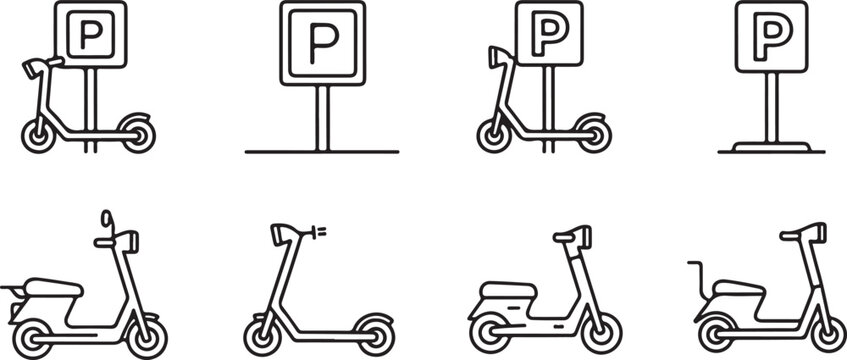 Various sketches of a person pushing a cart or holding a pouch Vector