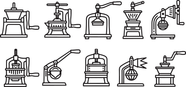 Various types of robotic arms and mechanical manipulators illustrated Vector