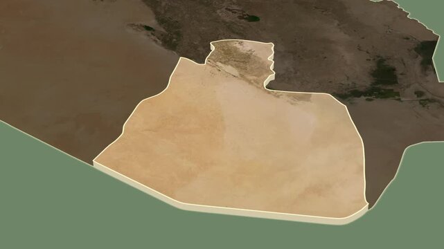 Al-Muthanna Governorate, Iraq - extrusion on map.
