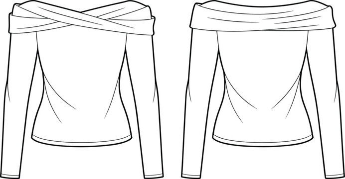 Two white paper bag templates with folded tops and side gussets blank