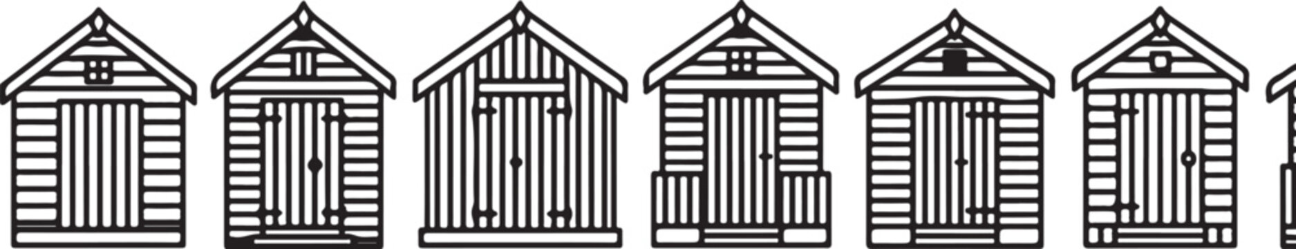 A row of charming victorian-style houses with detailed facades and gabled roofs Vector