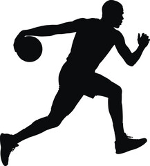 Obraz premium silhouette of man running with basketball