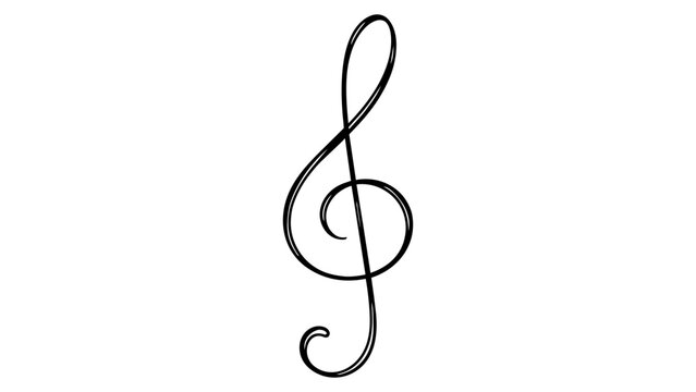 Elegant minimalist black line vector icon of a treble clef on a white background. Hand-drawn musical symbol illustration for sound, melody, and artistic design projects. Scalable SVG graphic.