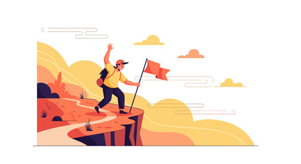 Obraz premium Summit Success Journey Reaching Peak Victory Adventure Goal Achieved