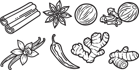 Line drawings of various sea creatures including octopus and jellyfish Vector © mahafuza