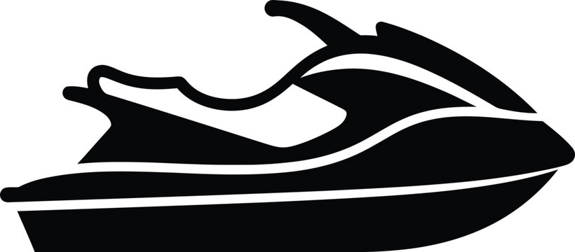 Silhouette modern jet ski personal watercraft isolated on white background vector illustration