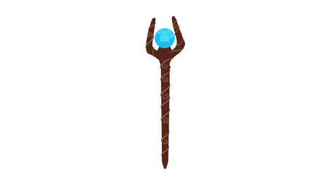 Brown stick with blue gemstone on top.