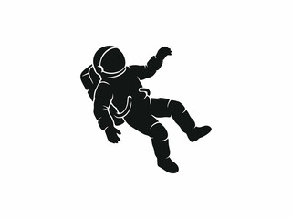 Floating Astronaut Silhouette in Outer Space Vector Illustration Isolated on White background © Reni