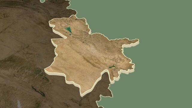 As-Sulaymaniyah Governorate, Iraq - extrusion on map.
