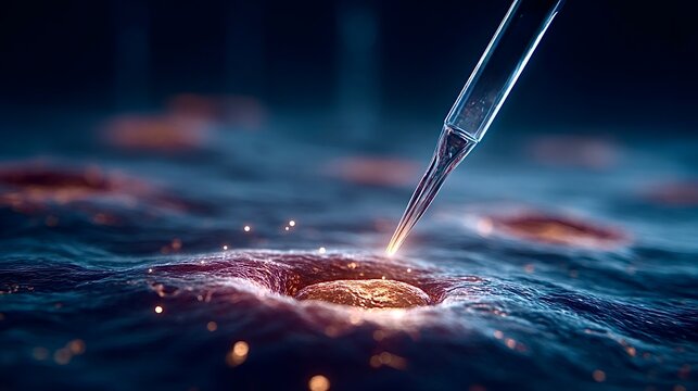 Micropipette injecting a substance into a cell structure