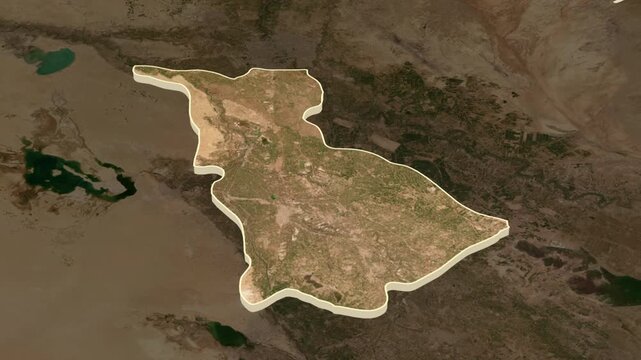 Babil Governorate (Babylon), Iraq - extrusion on map.