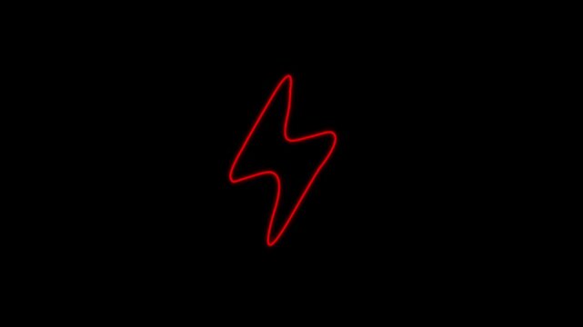 white Lightning Bolt Abstract Glowing Shape on Black Background 4k video