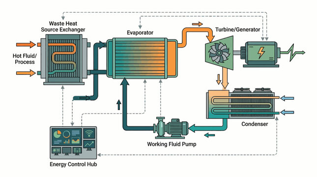 Diagram of an Organic Rankine Cycle.