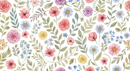 Fototapeta premium Bright and cheerful flower pattern perfect for spring-inspired decorative backgrounds