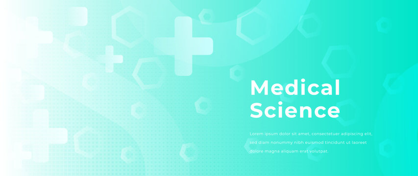 Modern healthcare green gradient background with translucent medical crosses, hexagons shapes. Clean minimal design for clinics, insurance, wellness, apps, banners and medical presentations