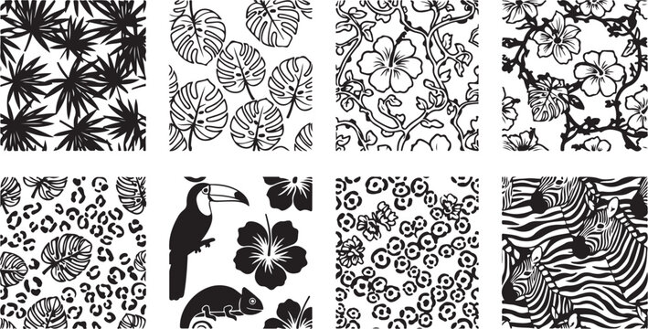 A collection of intricate and symmetrical black and white mandala patterns Vector