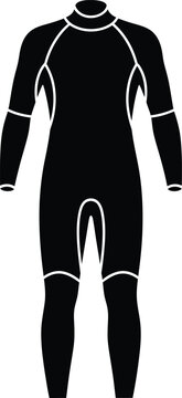 Silhouette full body wetsuit diving surfing equipment protective swimwear vector illustration