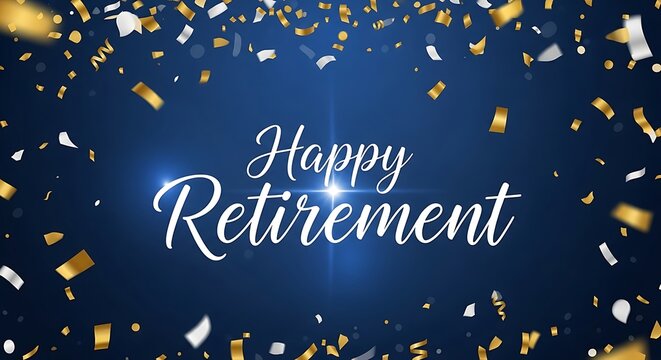 Happy retirement celebration sparkling confetti background for a joyful new chapter