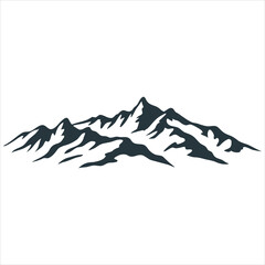 A stylized illustration of a mountain range in dark blue