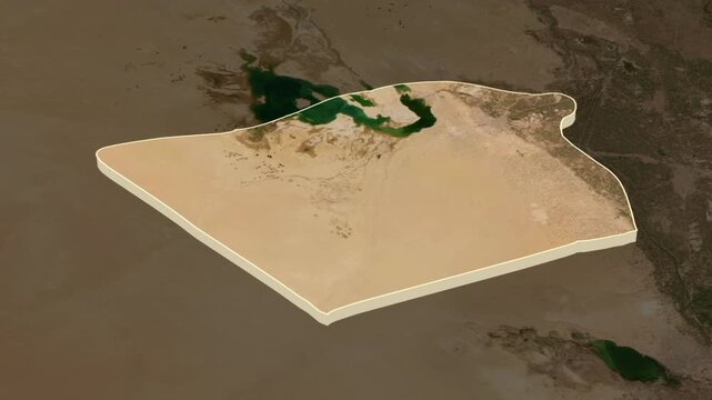 Karbala Governorate, Iraq - extrusion on map.