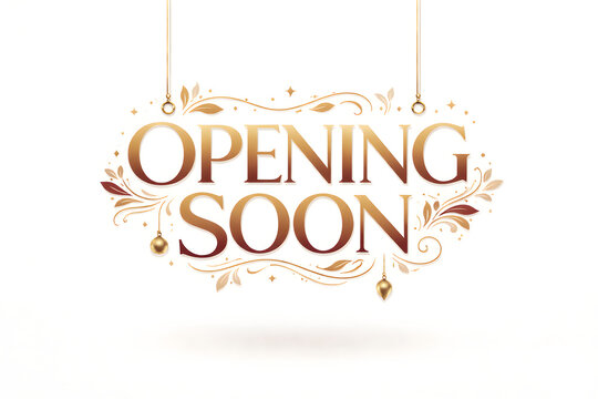 Opening soon concept, sale, poster, banner, design, launch and typo on white background