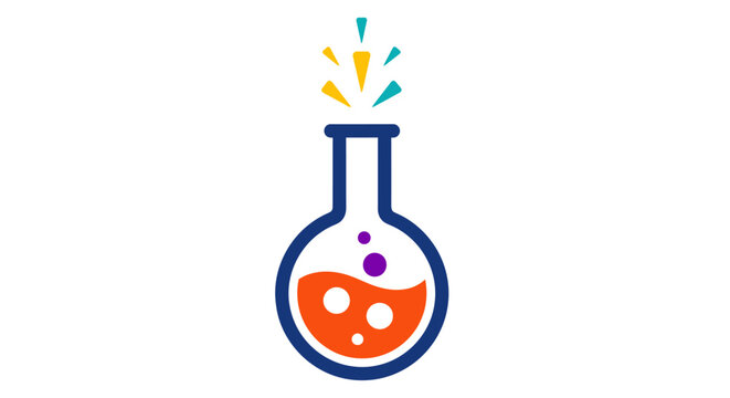 Colorful illustration of a chemistry flask.