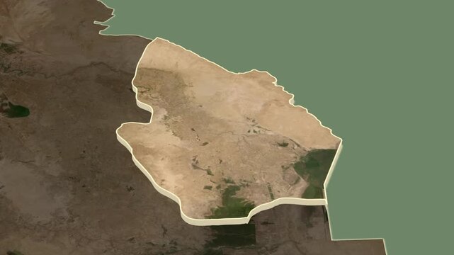 Maysan Governorate, Iraq - extrusion on map.