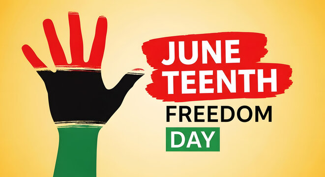 Juneteenth Freedom Day celebration with red black green hand holiday