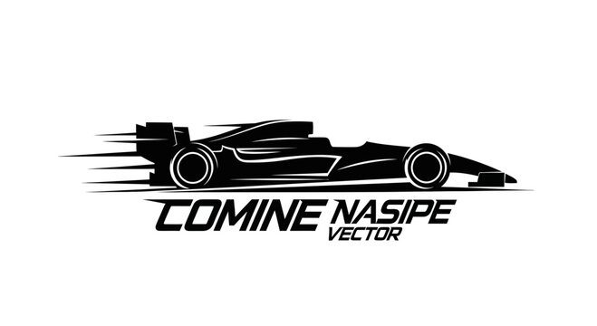 Formula 1 Racing Car Silhouette Speed Motion Vector Art.