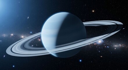 Planet with rings in space