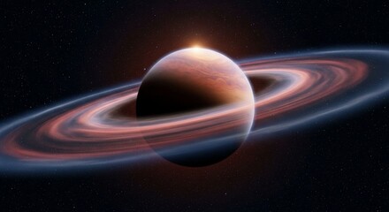 Planet with rings in space