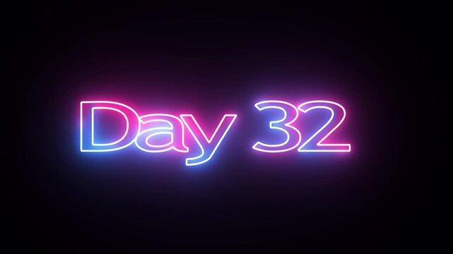 32 Day To Go glowing neon Animation Videos. Neon &ldquo;3 Days Left&rdquo; Countdown.