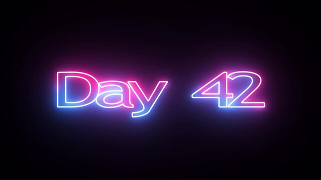 42 Day To Go glowing neon Animation Videos. Neon &ldquo;3 Days Left&rdquo; Countdown.