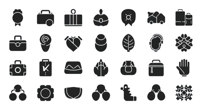 Collection of Black Business and Lifestyle Icons on White Background