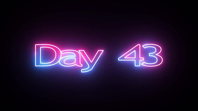 43 Day To Go glowing neon Animation Videos. Neon &ldquo;3 Days Left&rdquo; Countdown.