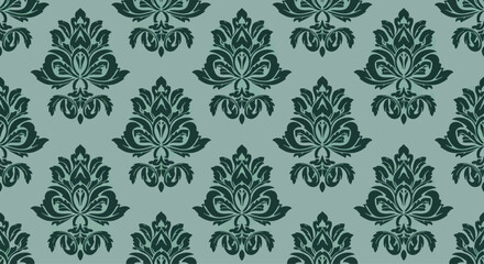 Fototapeta premium Decorative navy damask design with timeless baroque artistic influence