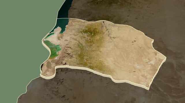 Karak Governorate, Jordan, region extrusion map animation