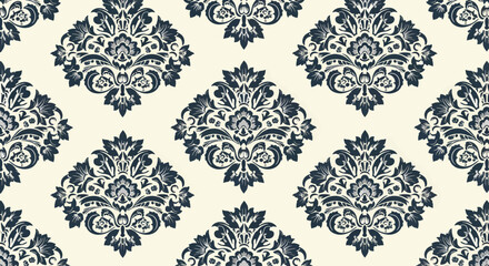 Obraz premium Elegant repeating floral ornament pattern inspired by classic damask traditions