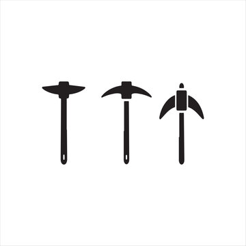 Three Different Types Of Ice Axes Isolated On Clear Background