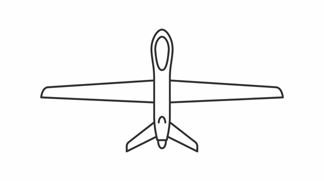 Simple line art illustration of an unmanned aerial vehicle (UAV) or drone with long wings and a V-tail, viewed from a top-down perspective.