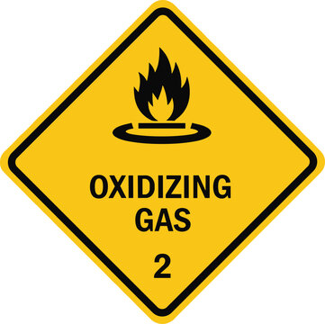Oxidizing Gas Hazard Sign Vector. Oxidizing gas hazard warning sign vector with flame symbol isolated industrial safety illustration
