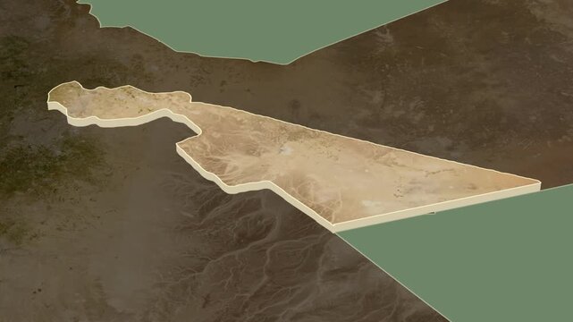 Zarqa Governorate, Jordan, region extrusion map animation