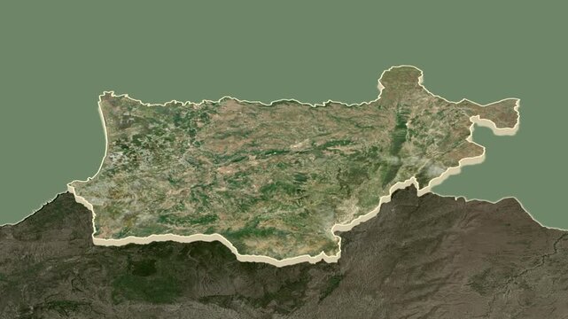 Akkar Governorate, Lebanon, region extrusion map animation