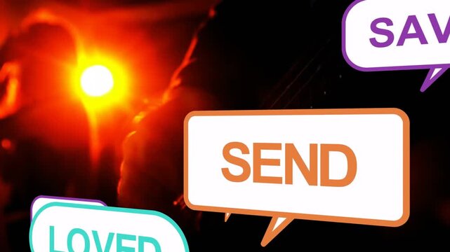Strumming guitarist with guitar on stage, lamp flare sparking SUBSCRIBE prompts, phone filming