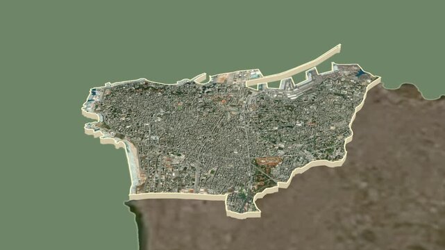 Beirut Governorate, Lebanon capital region extrusion map animation