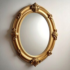 Obraz premium Golden ornate oval mirror frame decoration.