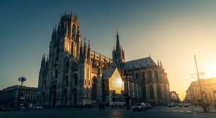 Fototapeta premium Milan Cathedral (Duomo di Milano) at Sunset, Italy